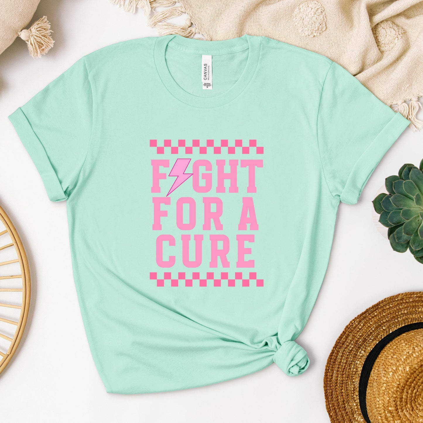 Fight For a Cure Checkered | Short Sleeve Crew Neck