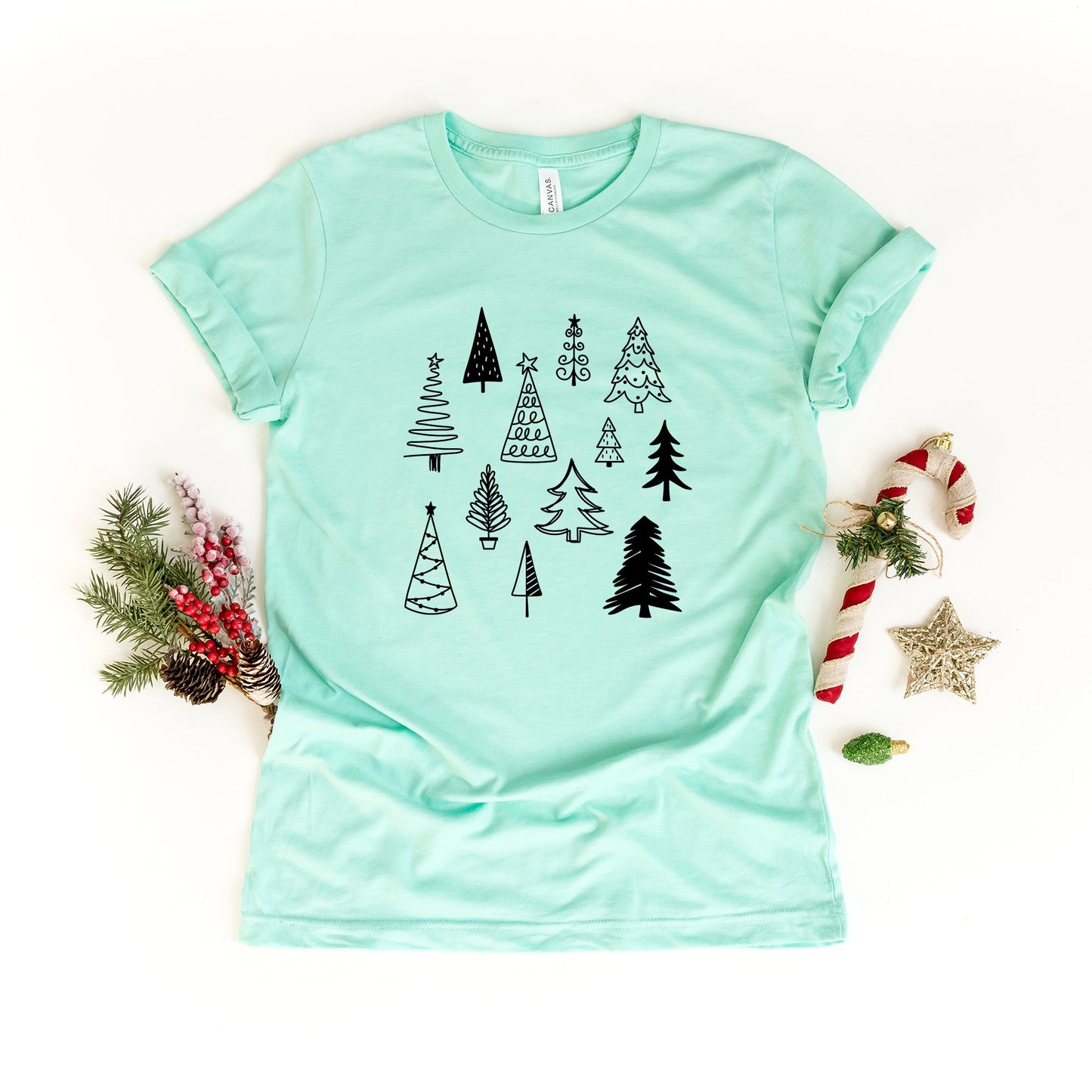 Christmas Tree Botanical | Short Sleeve Crew Neck