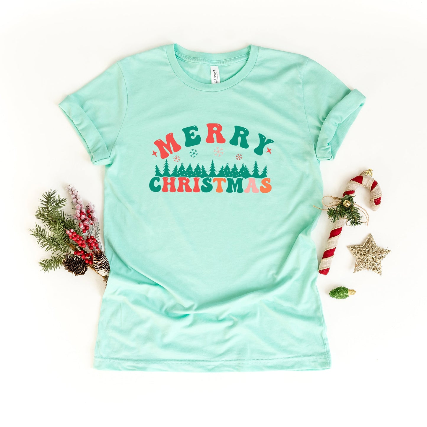 Merry Christmas Trees | Short Sleeve Graphic Tee