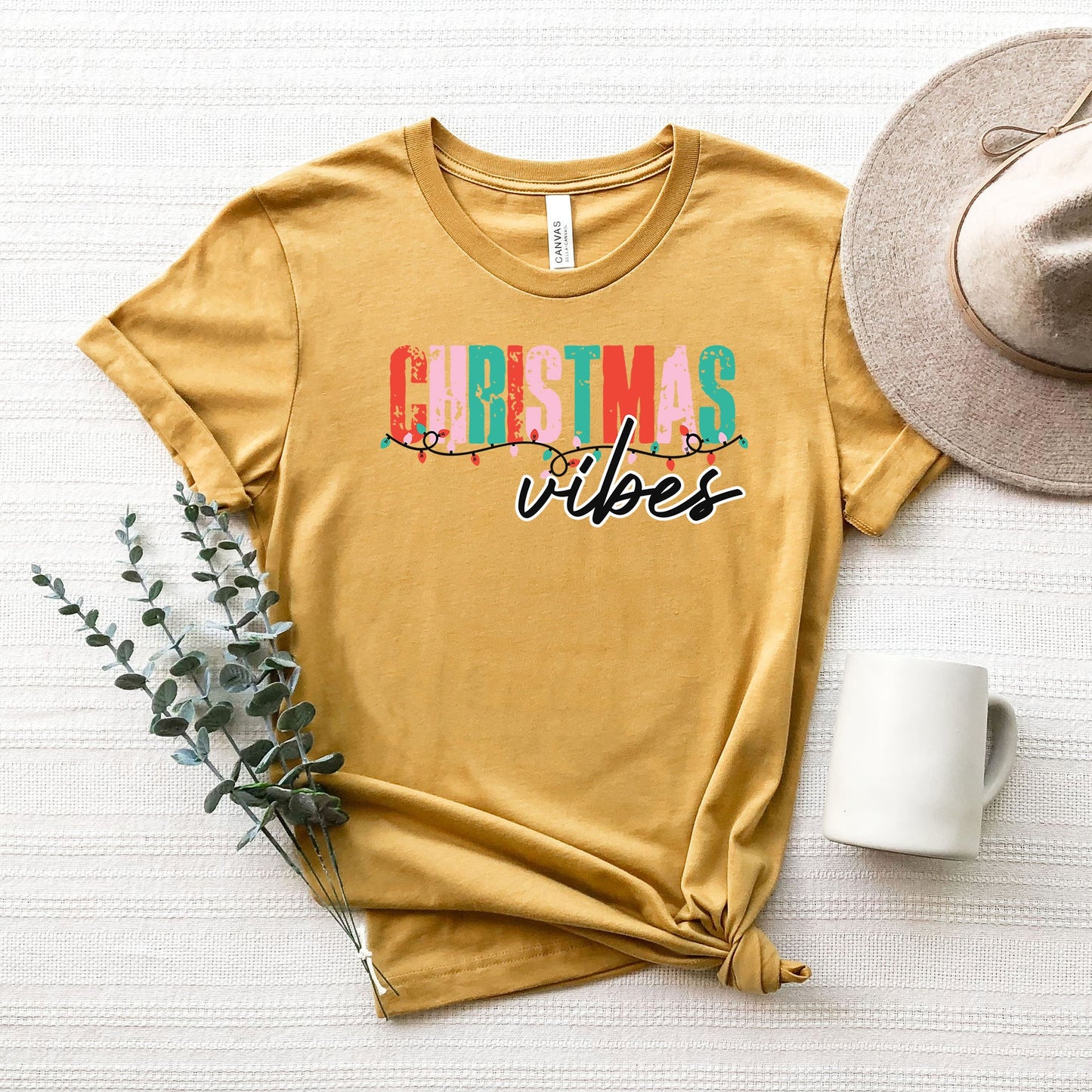 Christmas Vibes Lights | Short Sleeve Graphic Tee