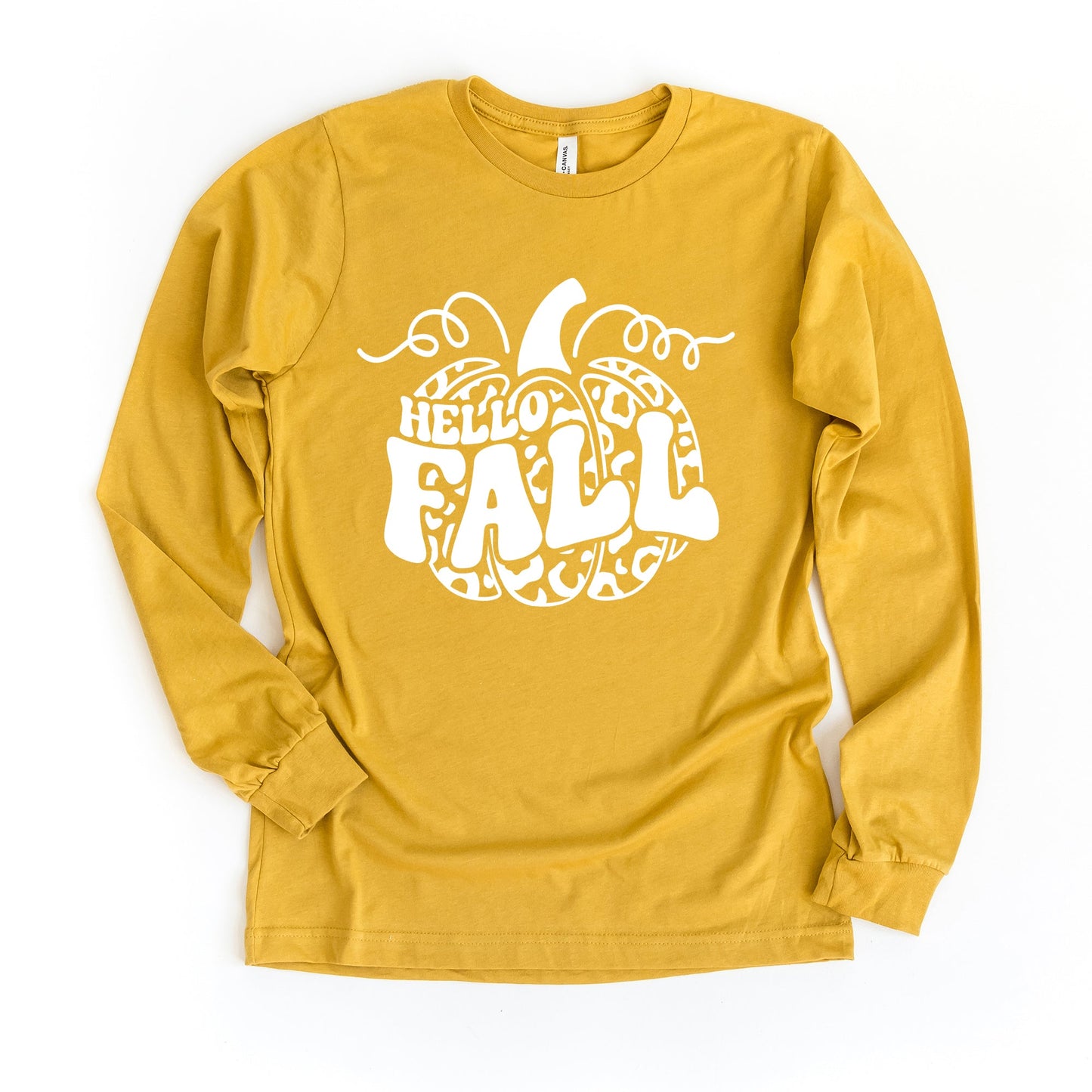 Hello Fall Leopard Pumpkin | Long Sleeve Graphic Tee