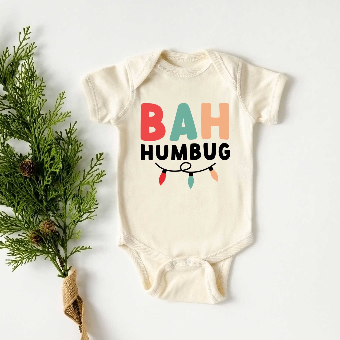 Bah Humbug Lights | Baby Graphic Short Sleeve Bodysuit