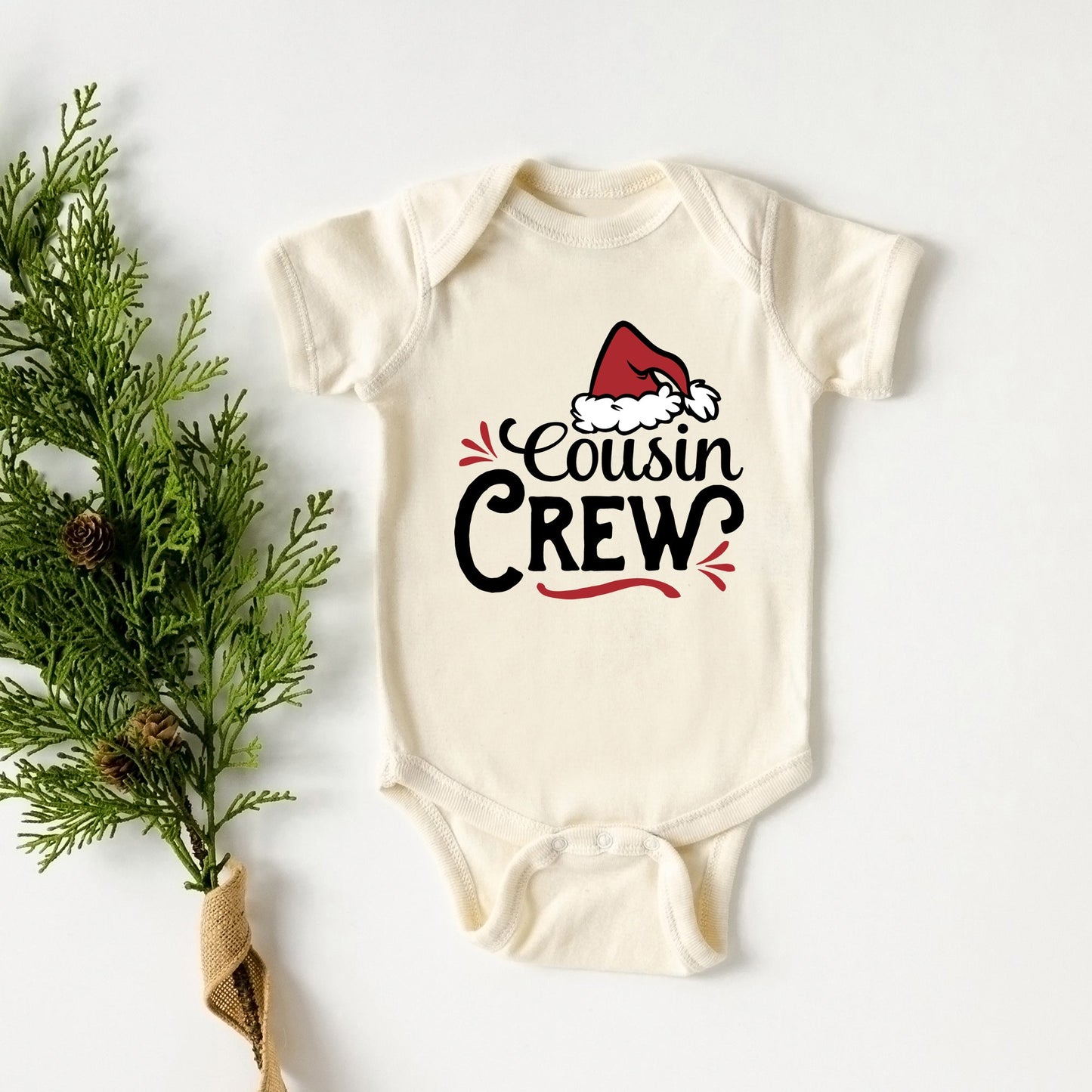 Cousin Crew Santa Hat | Baby Graphic Short Sleeve Bodysuit