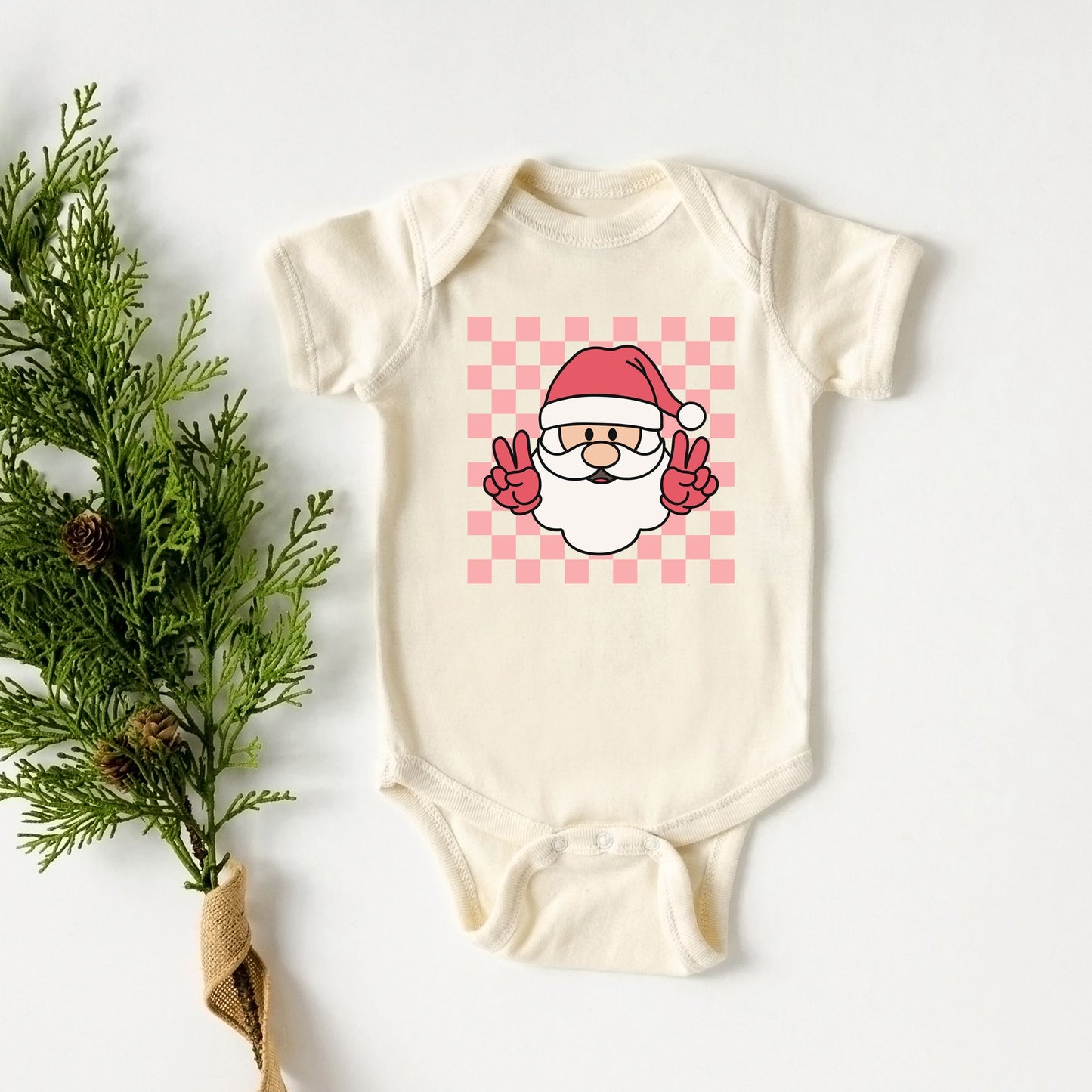 Checkered Santa | Baby Graphic Short Sleeve Bodysuit