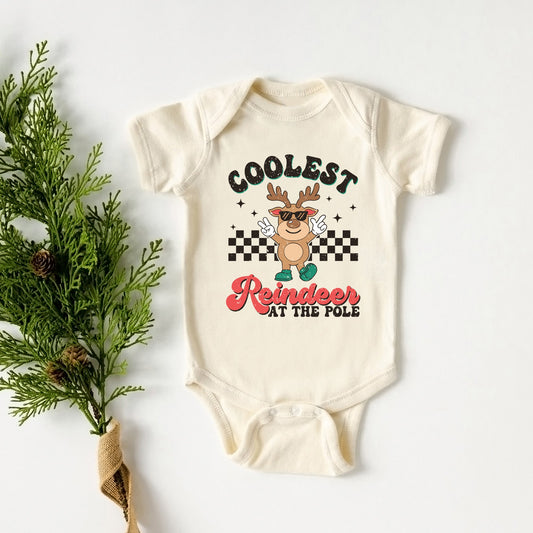 Coolest Reindeer At The Pole | Baby Graphic Short Sleeve Bodysuit