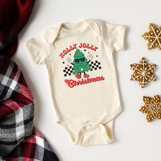 Holly Jolly Christmas Tree | Baby Graphic Short Sleeve Bodysuit