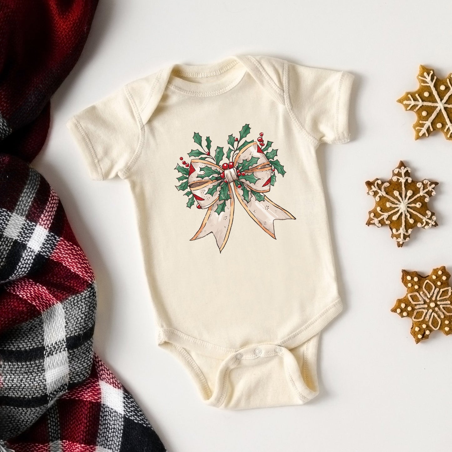 Holly Leaves Coquette | Baby Graphic Short Sleeve Bodysuit
