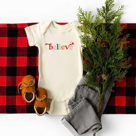 Believe Colorful | Baby Graphic Short Sleeve Bodysuit