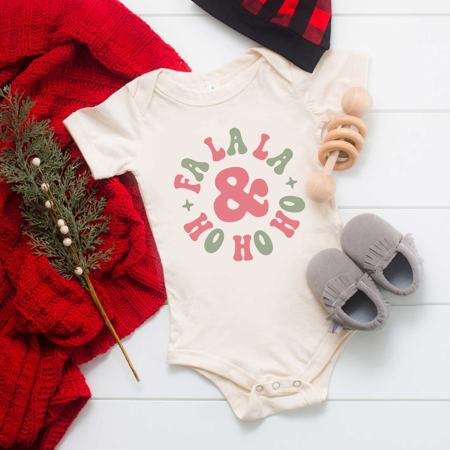 Fa La La And Ho Ho Ho | Baby Graphic Short Sleeve Bodysuit