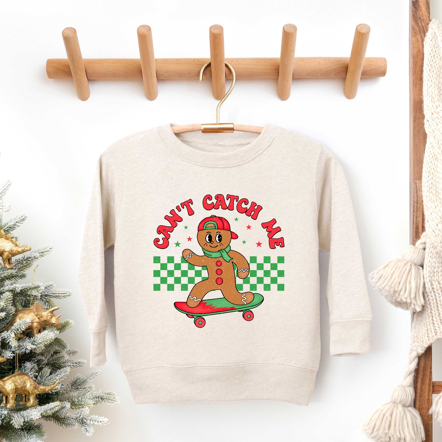 Gingerbread Man Skateboard | Toddler Graphic Sweatshirt