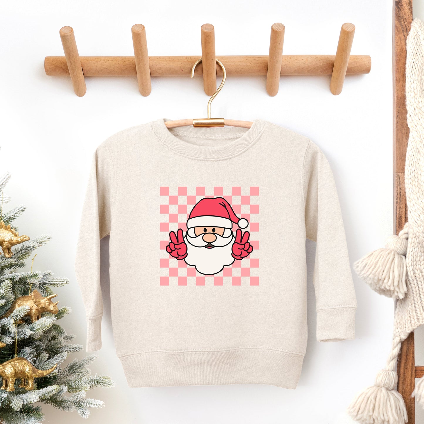 Checkered Santa | Toddler Graphic Sweatshirt