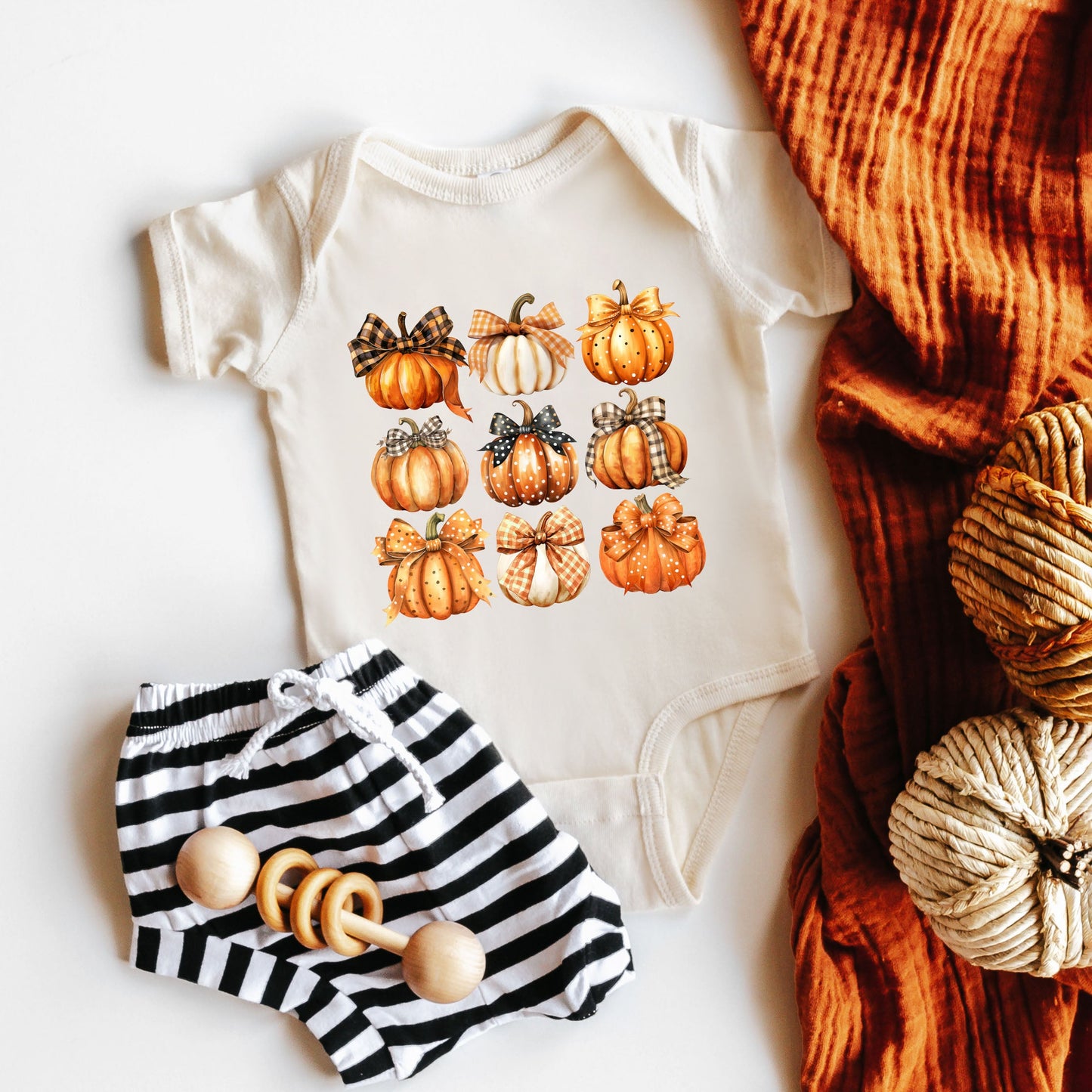 Coquette Fall Pumpkin Chart | Baby Graphic Short Sleeve Bodysuit