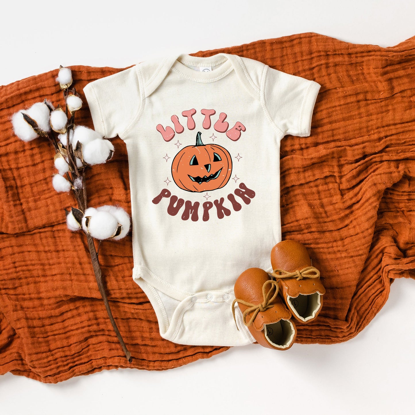 Little Pumpkin Retro | Baby Graphic Short Sleeve Bodysuit
