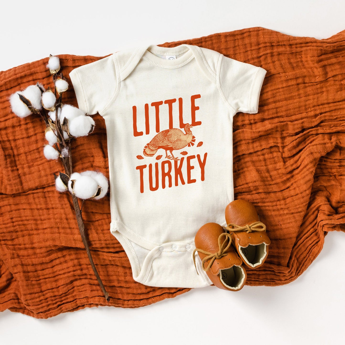 Little Turkey Orange | Baby Graphic Short Sleeve Bodysuit