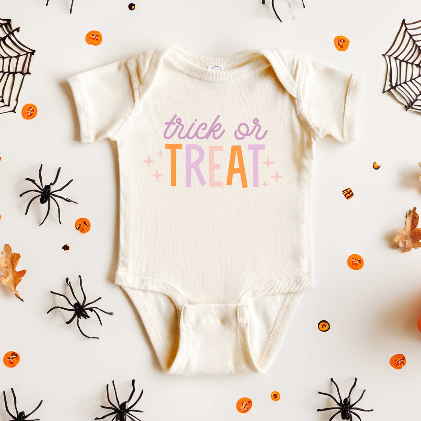 Trick Or Treat Colorful | Baby Graphic Short Sleeve Bodysuit