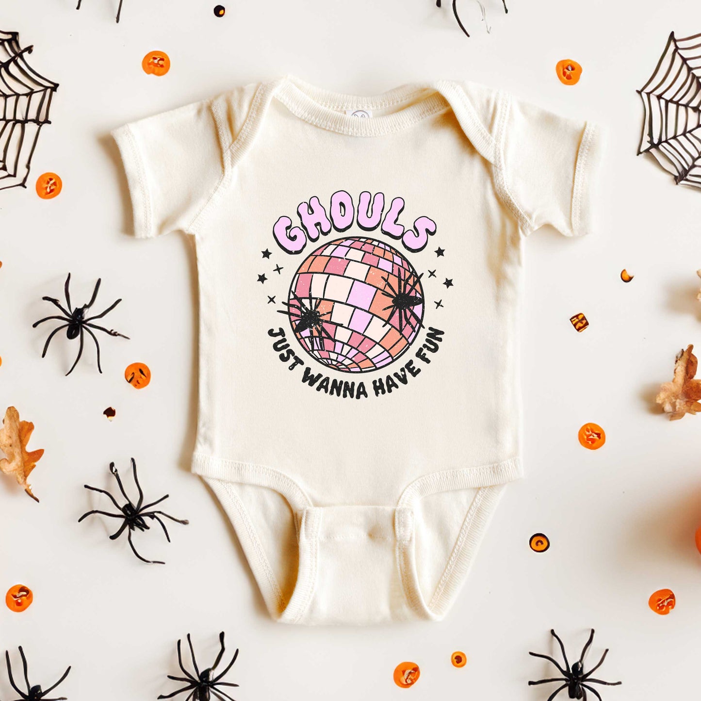 Ghouls Disco Ball | Baby Graphic Short Sleeve Bodysuit