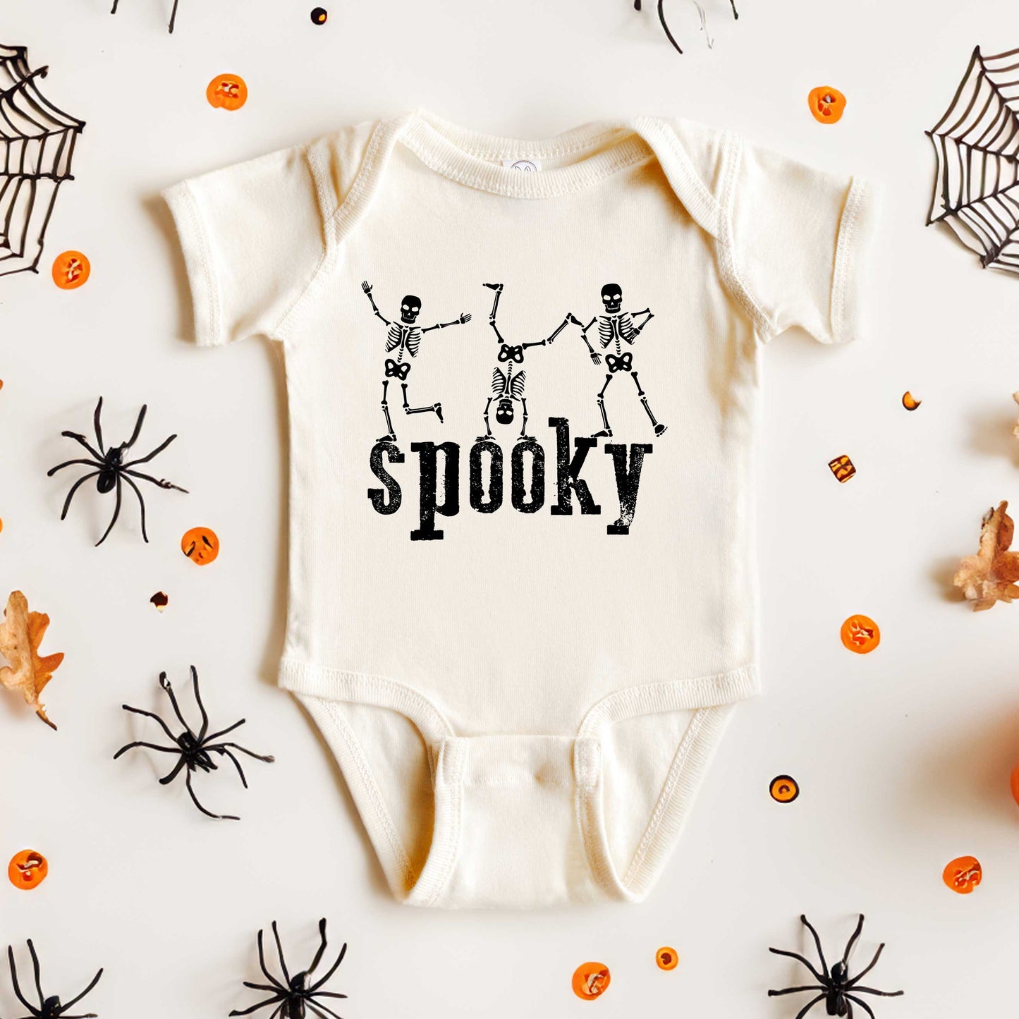 Spooky Dancing Skeletons | Baby Graphic Short Sleeve Bodysuit