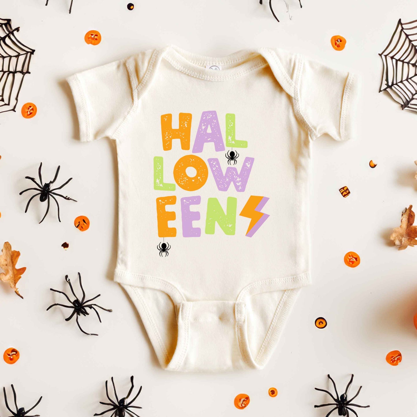 Halloween Lightning Bolt Colorful | Baby Graphic Short Sleeve Bodysuit