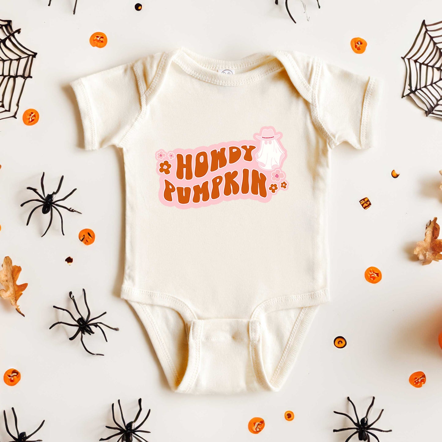 Howdy Pumpkin Ghost | Baby Graphic Short Sleeve Bodysuit