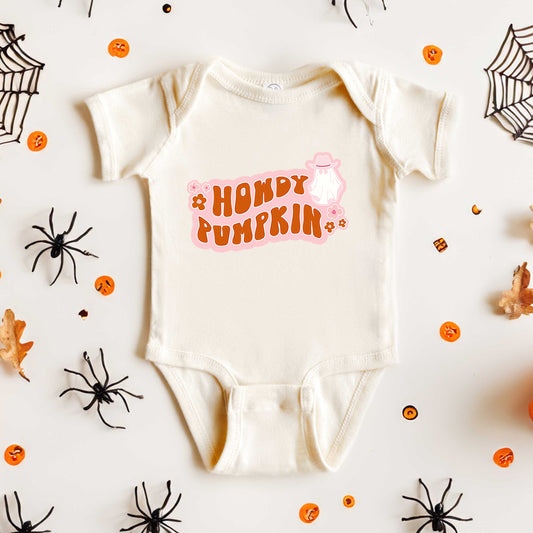 Howdy Pumpkin Ghost | Baby Graphic Short Sleeve Bodysuit