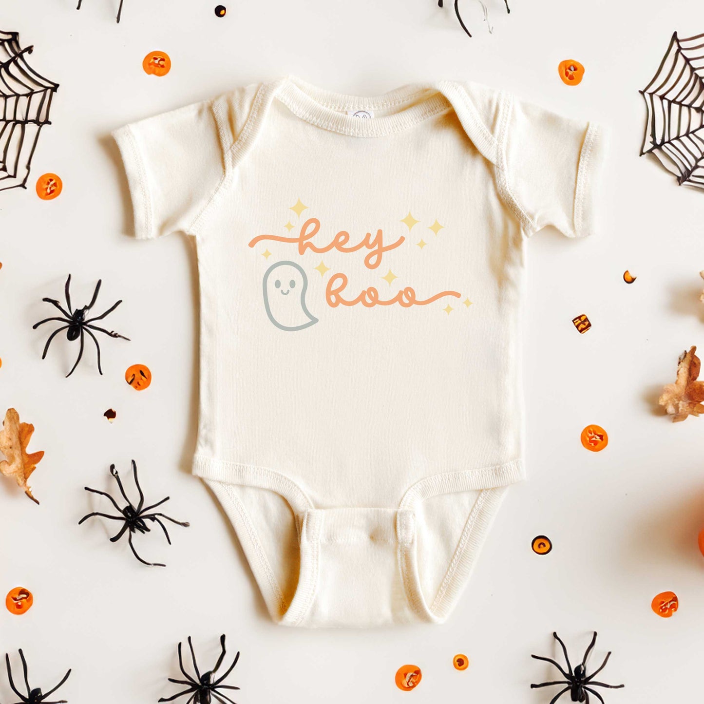 Hey Boo Ghost Kids | Baby Graphic Short Sleeve Bodysuit