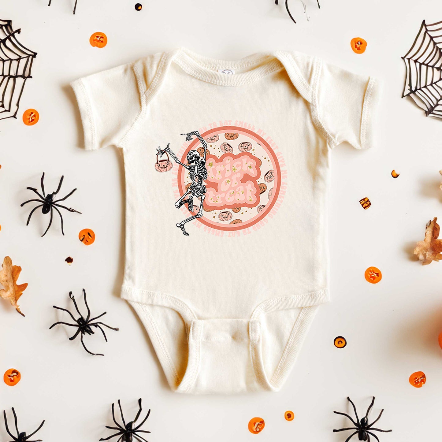 Trick Or Treat Skeleton | Baby Graphic Short Sleeve Bodysuit