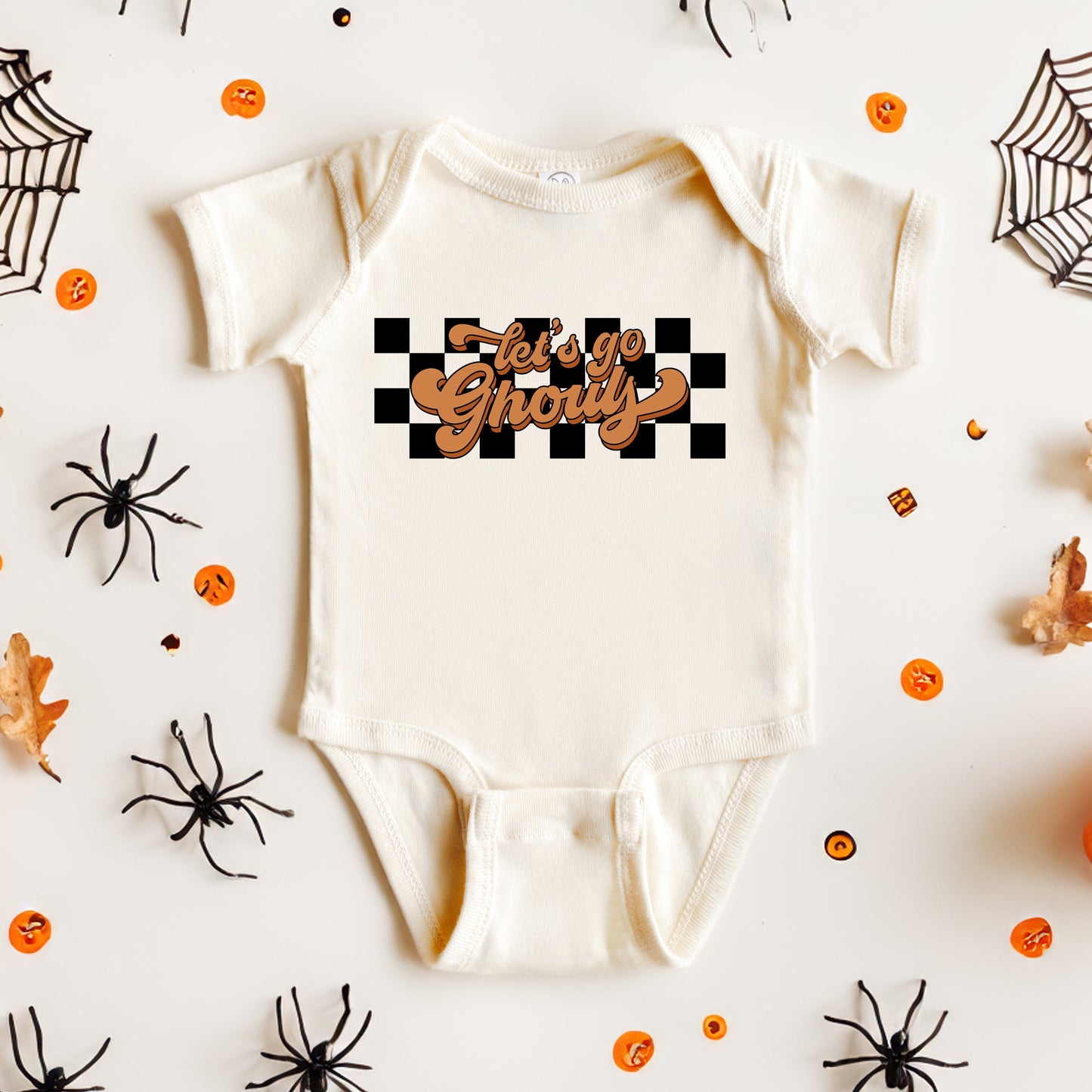 Let's Go Ghouls Checkered | Baby Graphic Short Sleeve Bodysuit