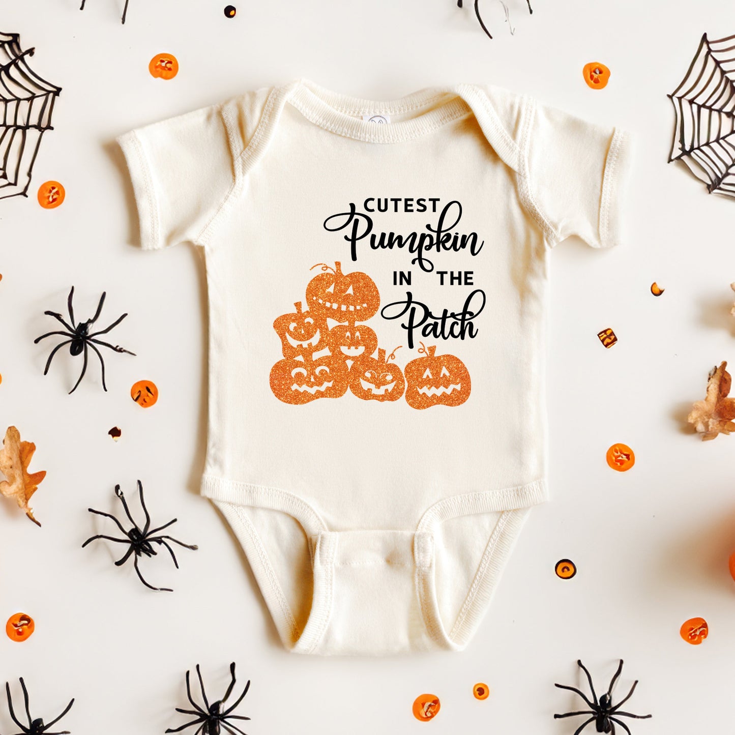 Cutest Pumpkin In The Patch Glitter | Baby Graphic Short Sleeve Bodysuit