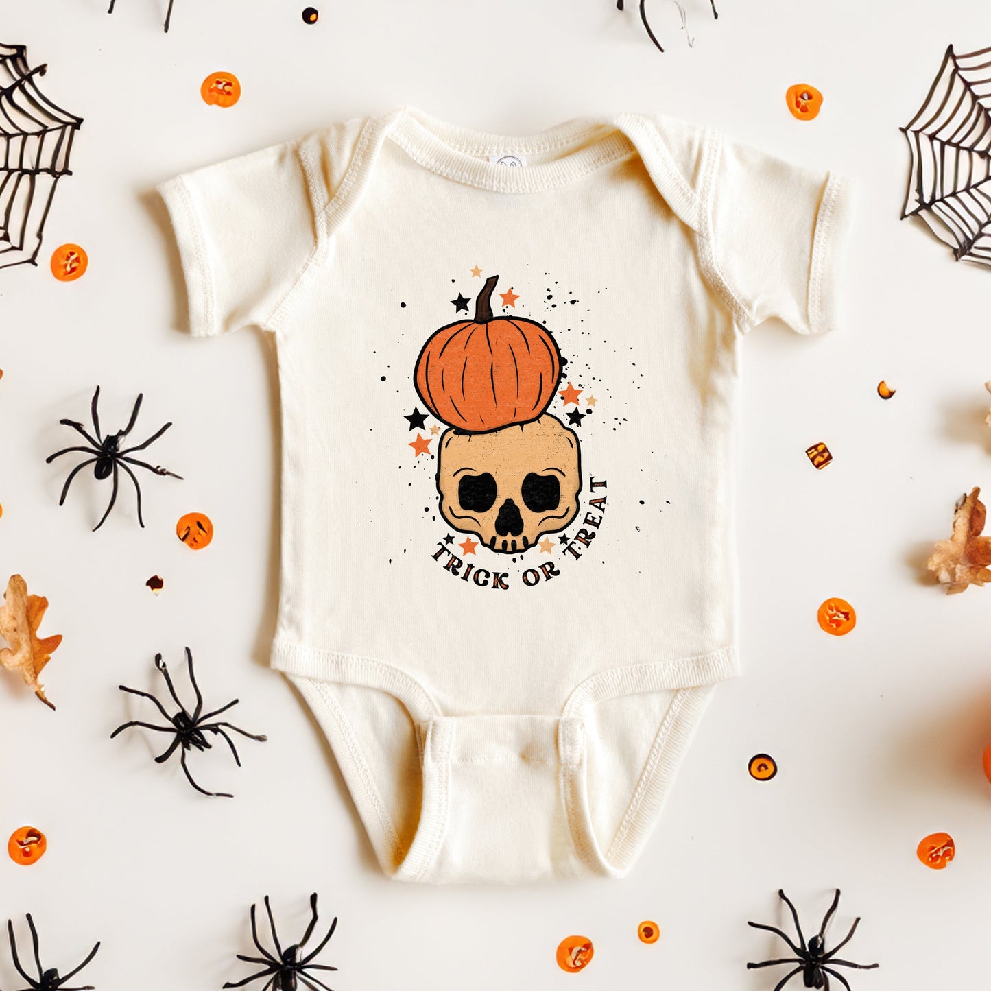 Trick Or Treat Skull | Baby Graphic Short Sleeve Bodysuit