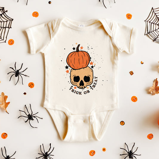Trick Or Treat Skull | Baby Graphic Short Sleeve Bodysuit