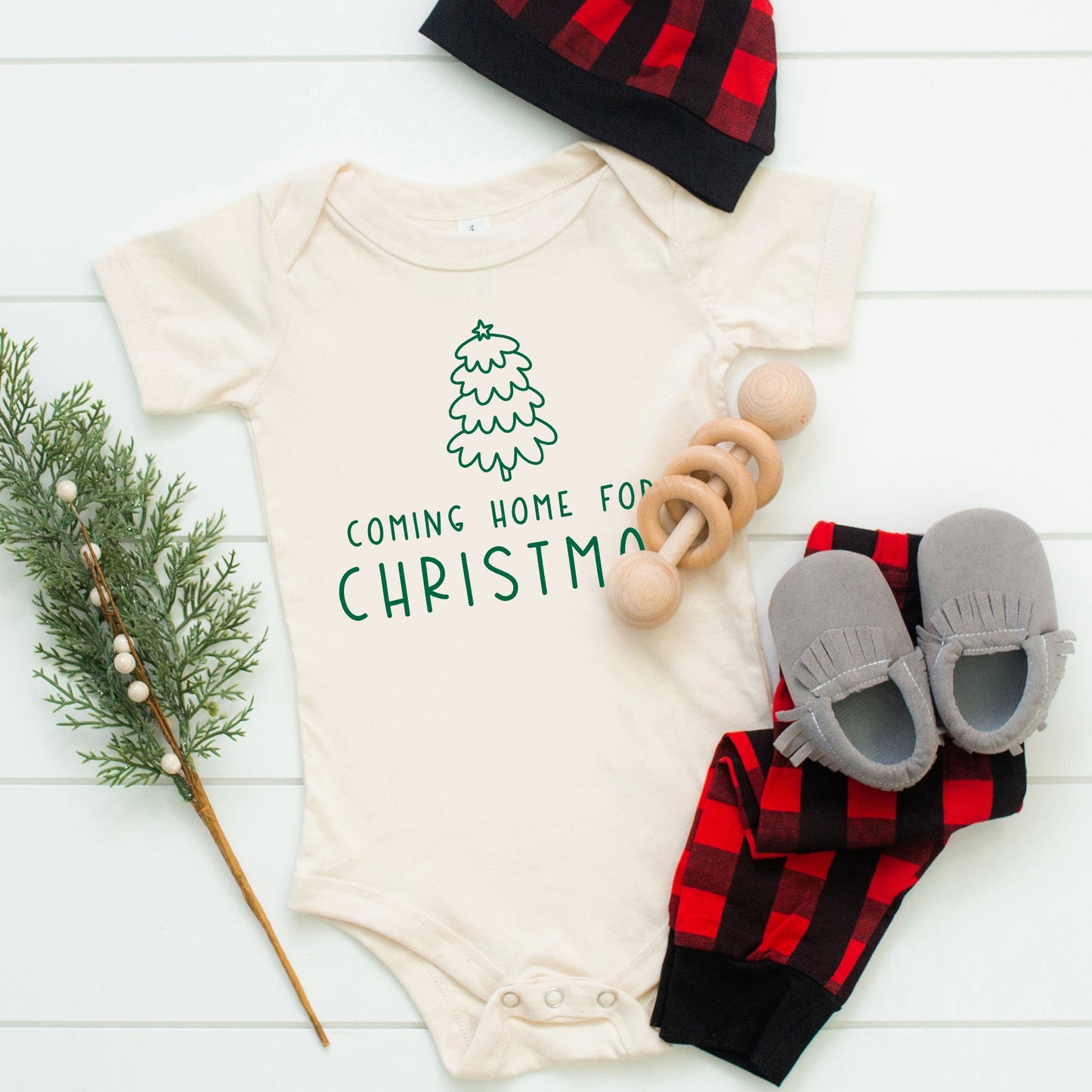 Home For Christmas | Baby Graphic Short Sleeve Bodysuit