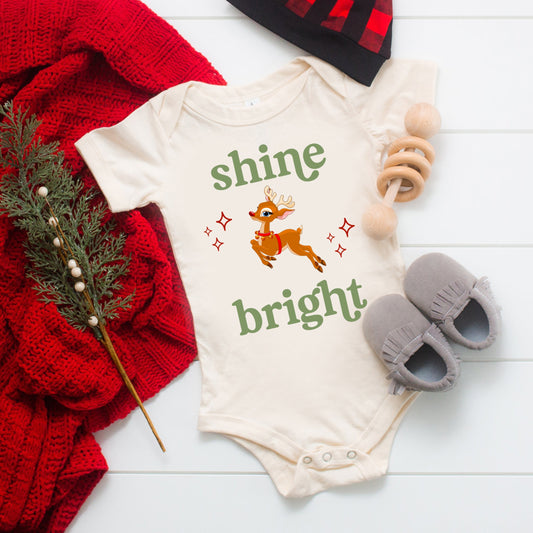 Shine Bright Deer | Baby Graphic Short Sleeve Bodysuit