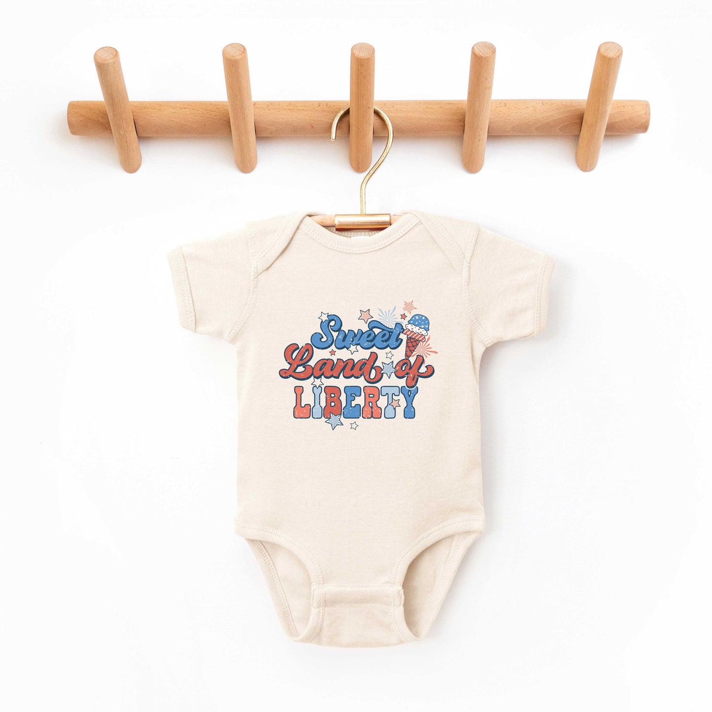 Retro Sweet Land Of Liberty | Baby Graphic Short Sleeve Bodysuit