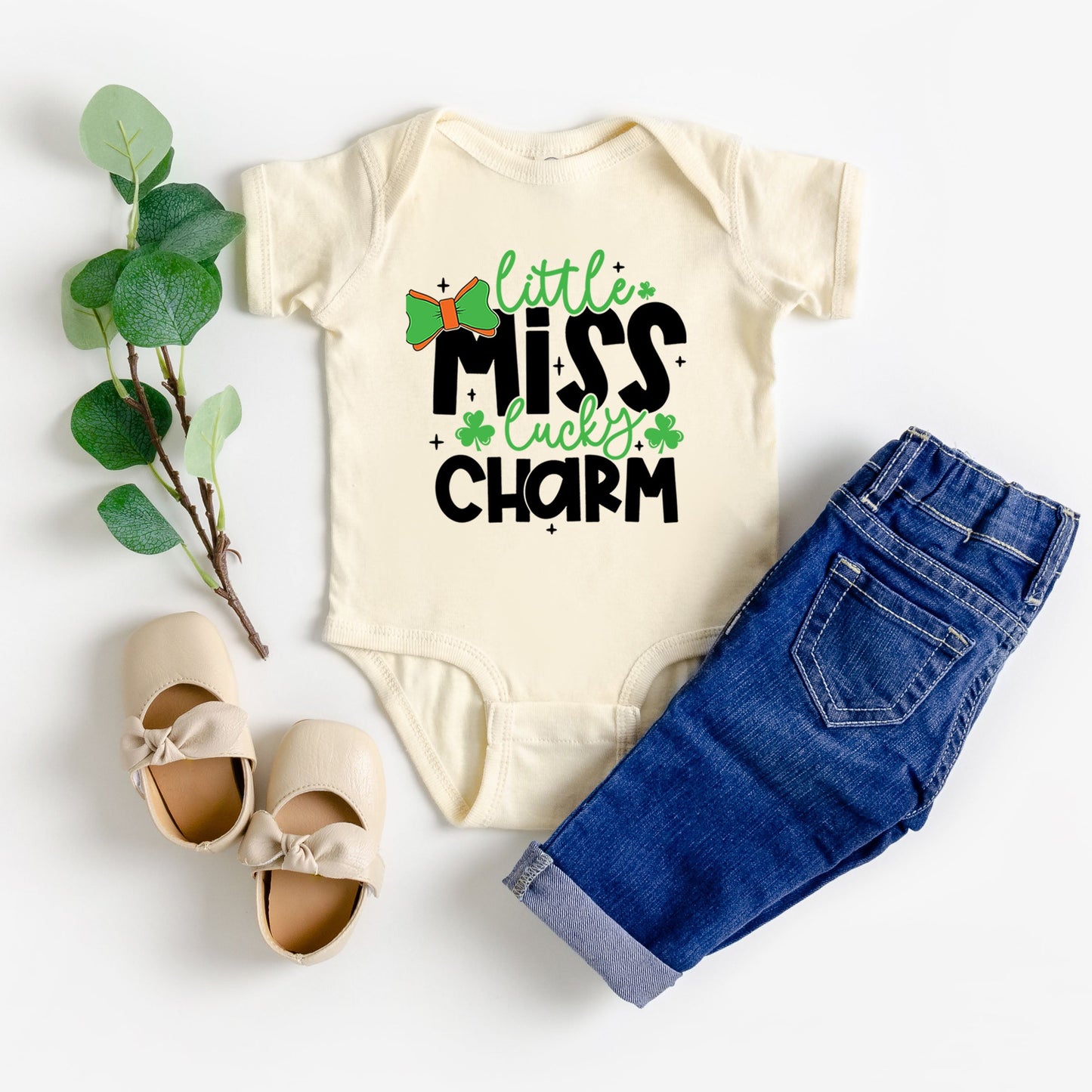 Little Miss Lucky Charm | Baby Graphic Short Sleeve Bodysuit