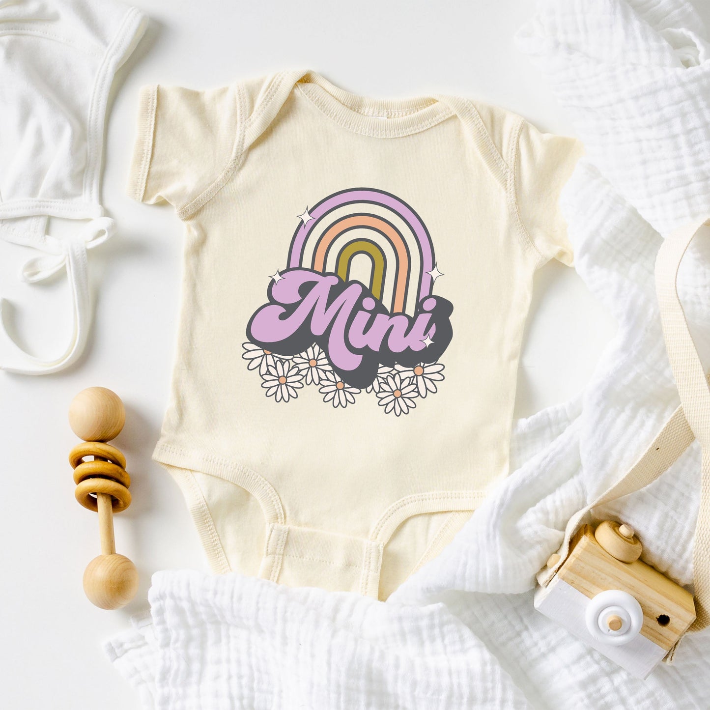 Mini Rainbow Flowers | Baby Graphic Short Sleeve Bodysuit