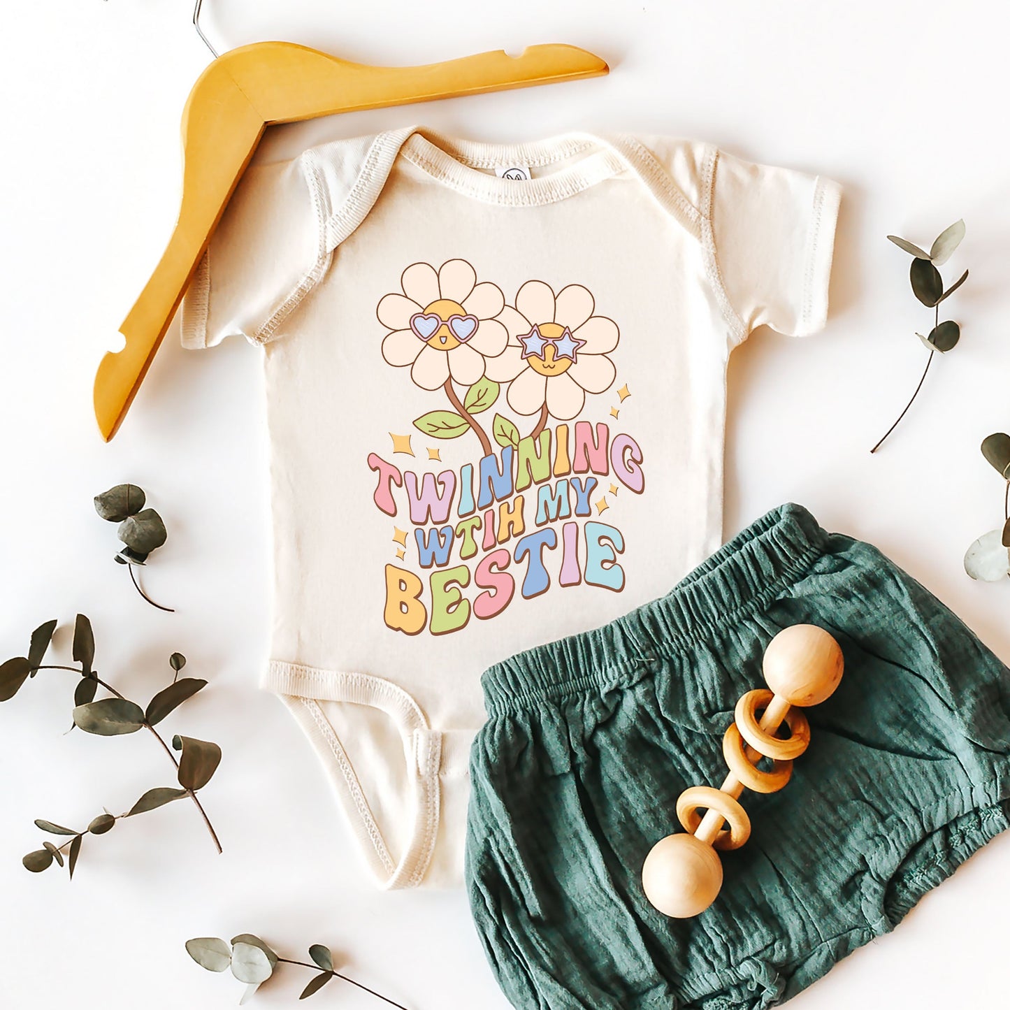 Twinning With Bestie | Baby Graphic Short Sleeve Bodysuit