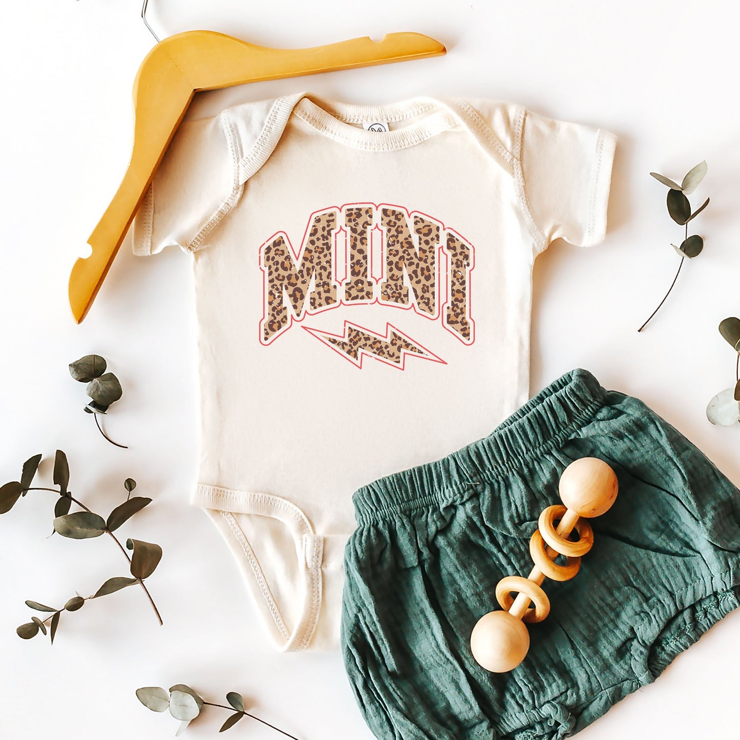 Mini Leopard Lightning Bolt | Baby Graphic Short Sleeve Bodysuit