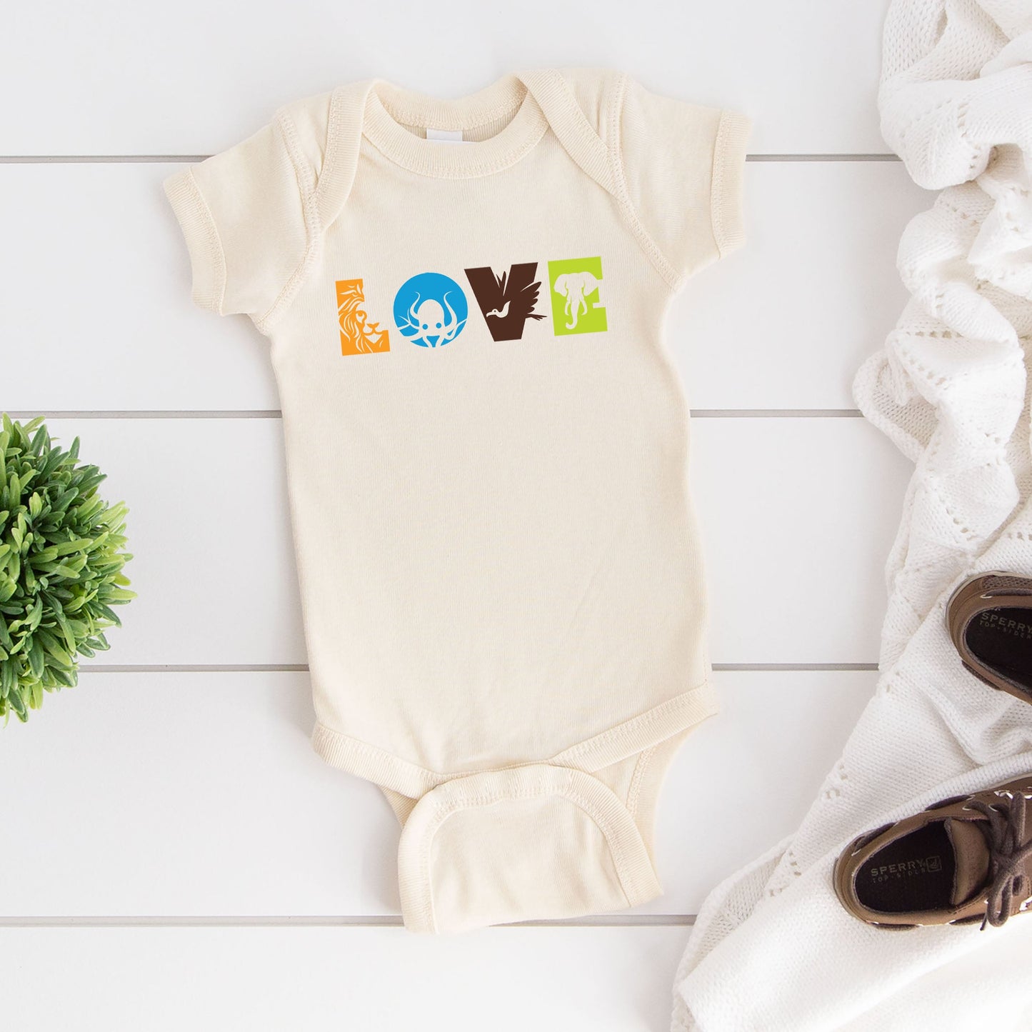 Love With Animal Letters | Baby Graphic Short Sleeve Bodysuit