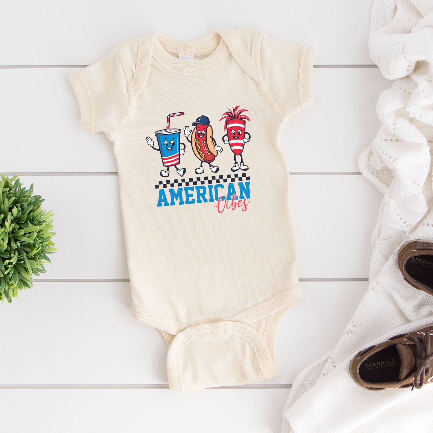 American Vibes Hot Dog | Baby Graphic Short Sleeve Bodysuit