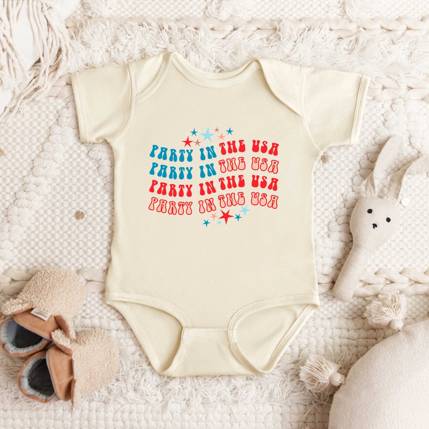 Party In The USA Wavy | Baby Graphic Short Sleeve Bodysuit
