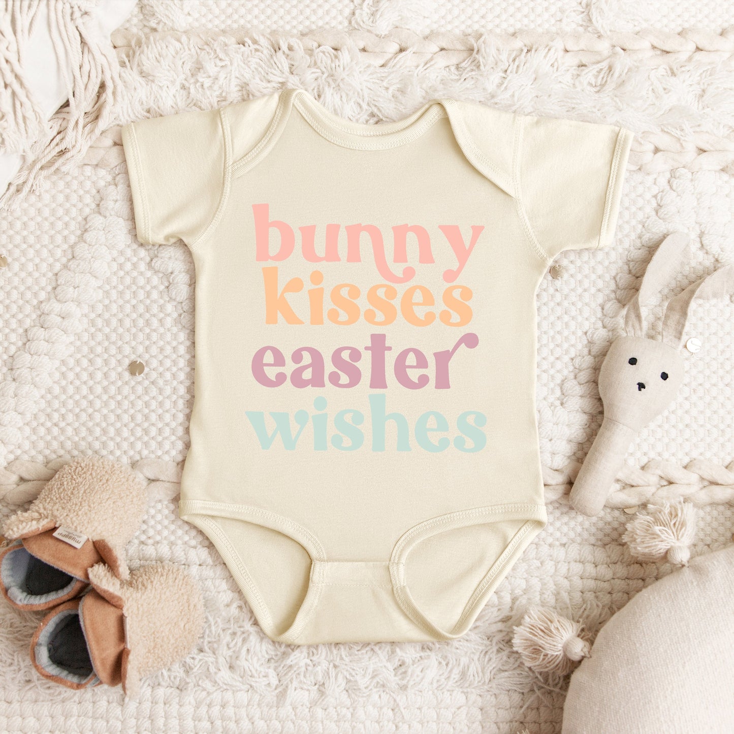 Bunny Kisses Easter Wishes | Baby Graphic Short Sleeve Bodysuit