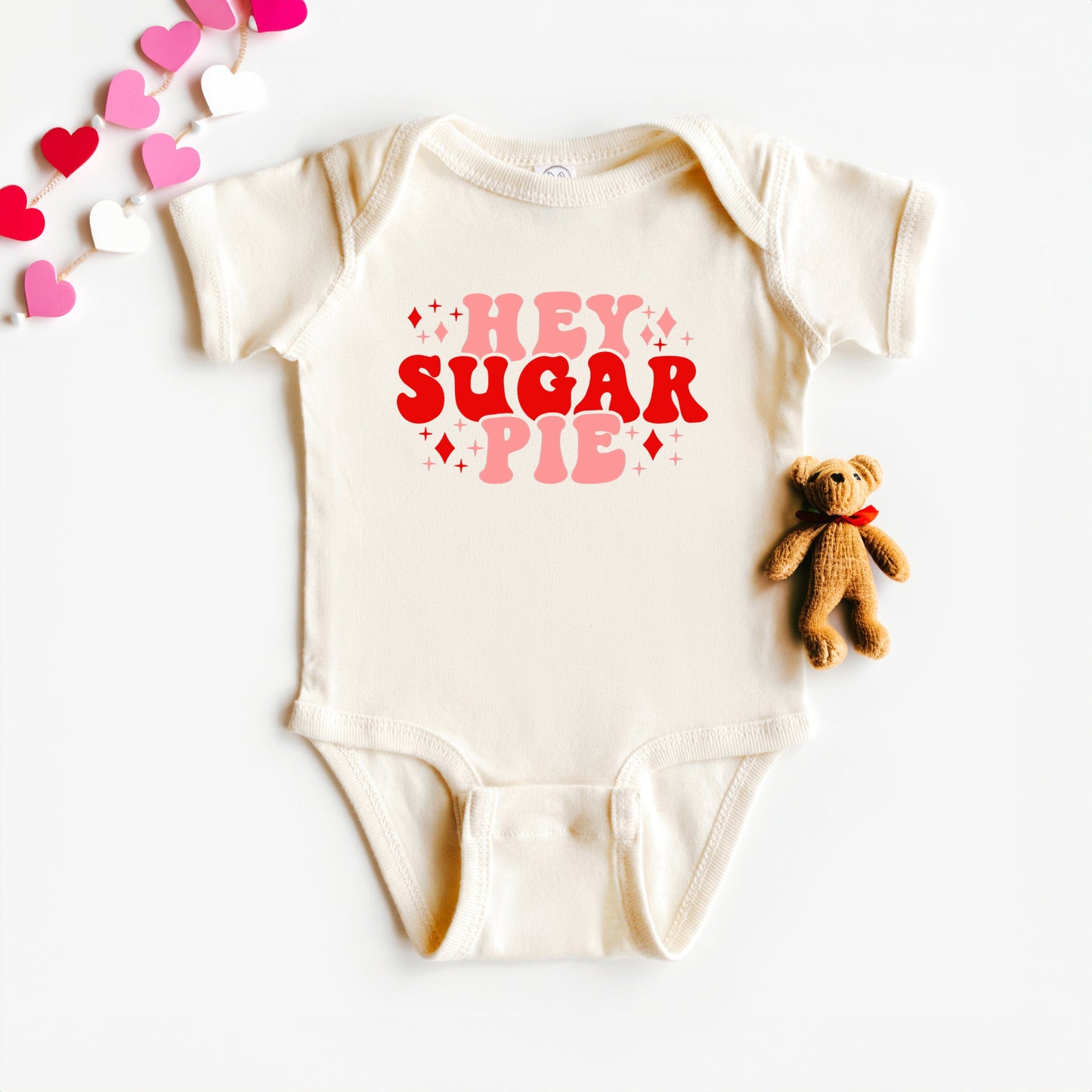 Hey Sugar Pie Stars | Baby Graphic Short Sleeve Bodysuit