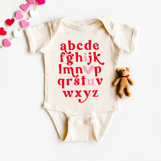 Vday Alphabet | Baby Graphic Short Sleeve Bodysuit