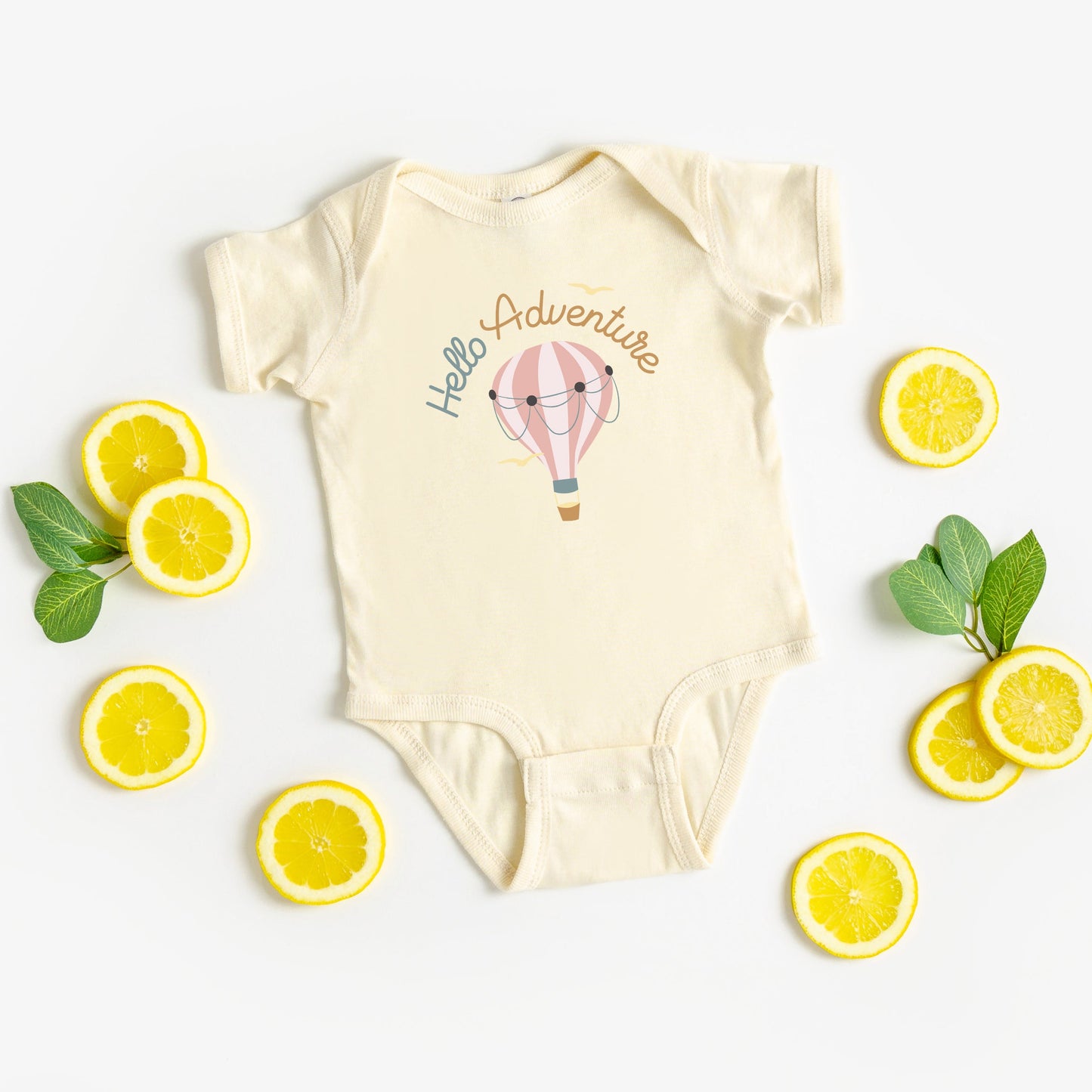 Hello Adventure Balloon | Baby Graphic Short Sleeve Bodysuit