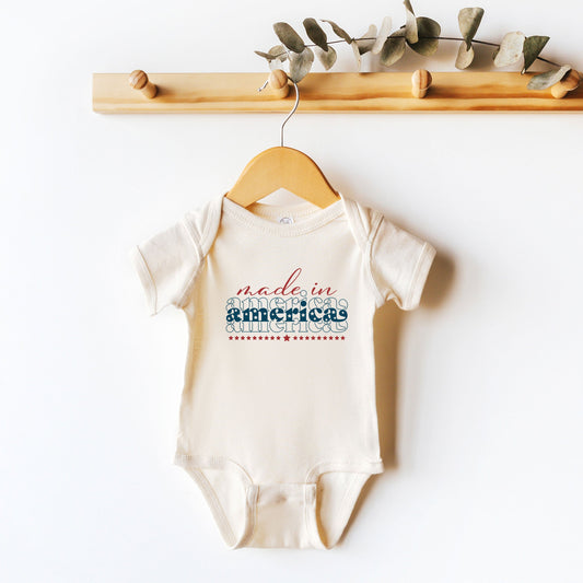 Made In America Stacked | Baby Graphic Short Sleeve Bodysuit