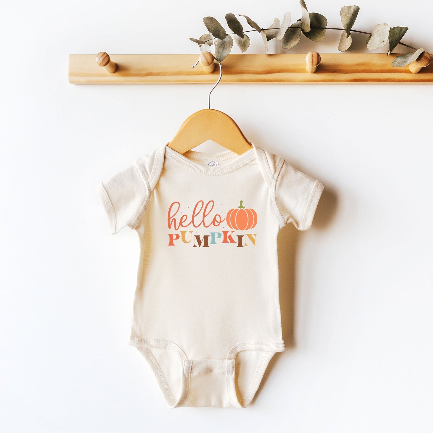 Cursive Hello Pumpkin | Baby Graphic Short Sleeve Bodysuit