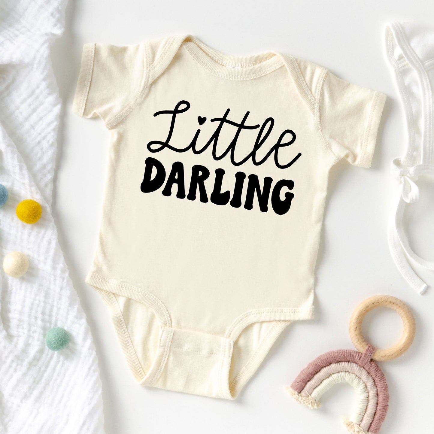 Little Darling Cursive | Baby Graphic Short Sleeve Bodysuit
