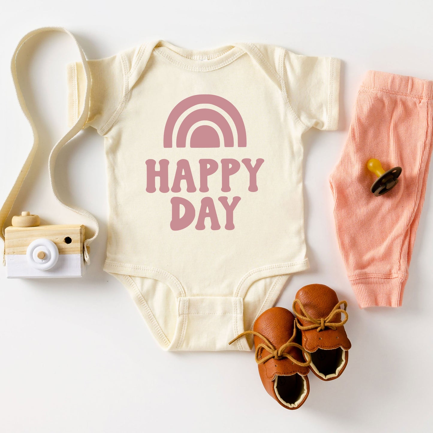 Happy Day Rainbow | Baby Graphic Short Sleeve Bodysuit