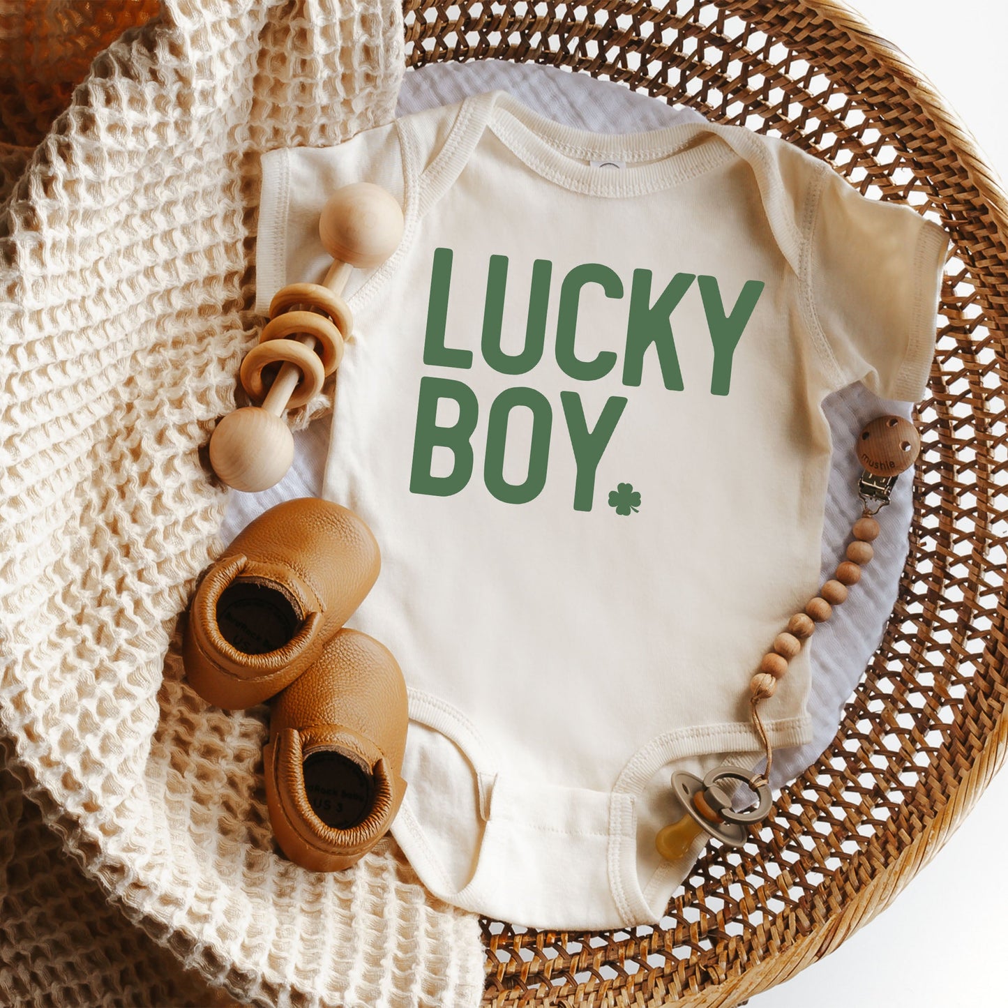 Lucky Boy Bold | Baby Graphic Short Sleeve Bodysuit