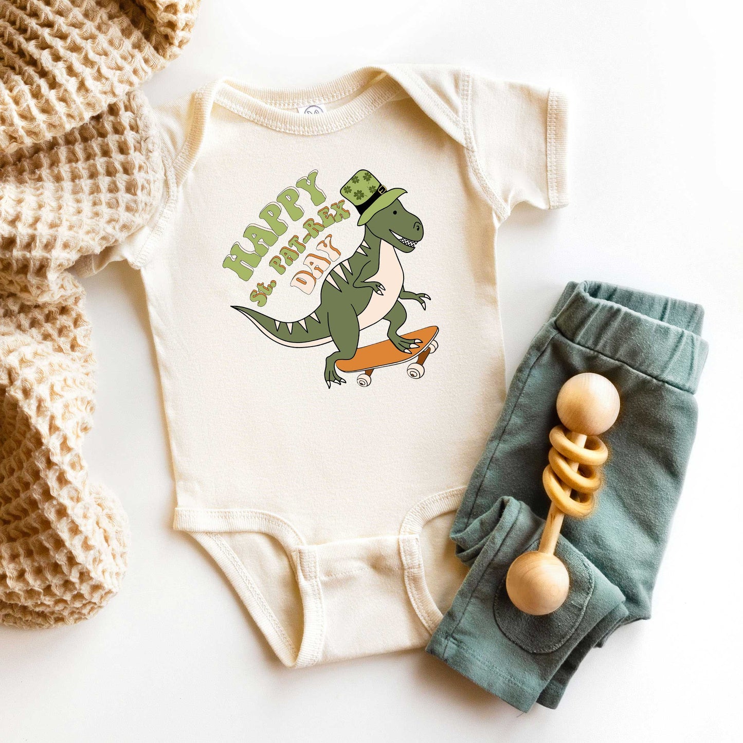 Happy St. Pat-Rex Day | Baby Graphic Short Sleeve Bodysuit